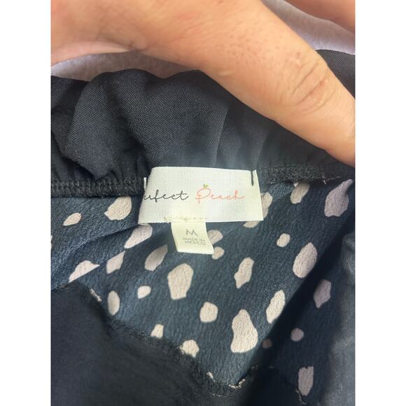 Peach Perfect black and brown polkadot midi skirt size medium boho chic￼ - Picture 5 of 8